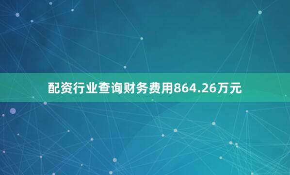 配资行业查询财务费用864.26万元