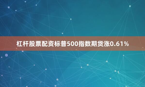 杠杆股票配资标普500指数期货涨0.61%